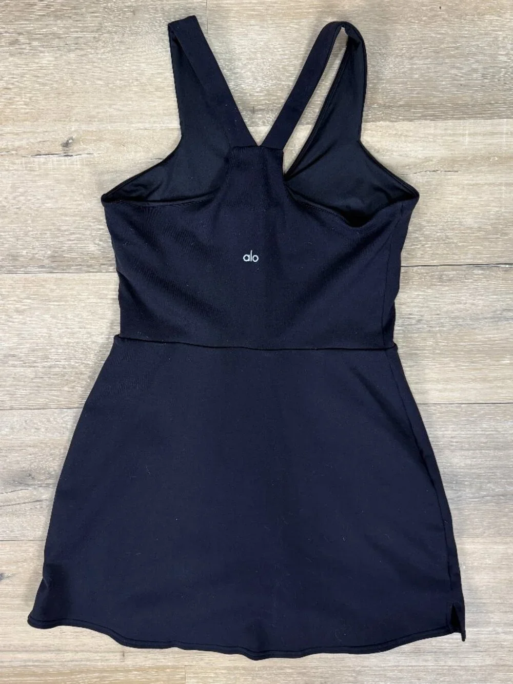 Alo Yoga Black V Neck Airbrush Real Tennis Dress | L
